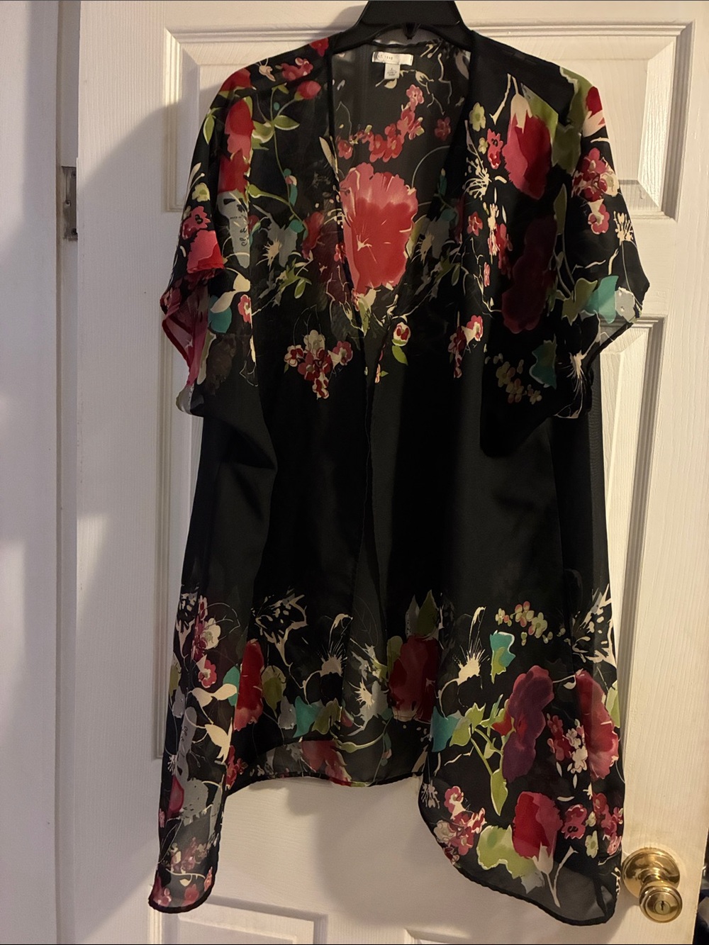 Black Floral Sheer Kimono Top - Women
